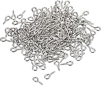 Vista 17 de uxcell 200 ganchos pequeños de ojo de tornillo con rosca, tornillos roscados, tornillo autorroscante de 0.31 x 0.39 pulgadas para hacer joyas, Plata