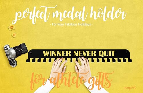 Miniatura 2 de Miayork Exhibidor de medallas, marco para colgar medallas, soporte de medallas, resistente para medallas de carrera, fácil de instalar, 20 ganchos