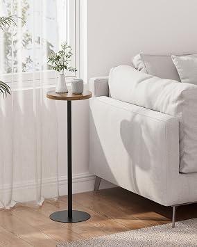TUTOTAK Tall Round Side Table, Small End Table, Drink Table, Pedestal Side Table, livingroom, Brown TB01BB065EU