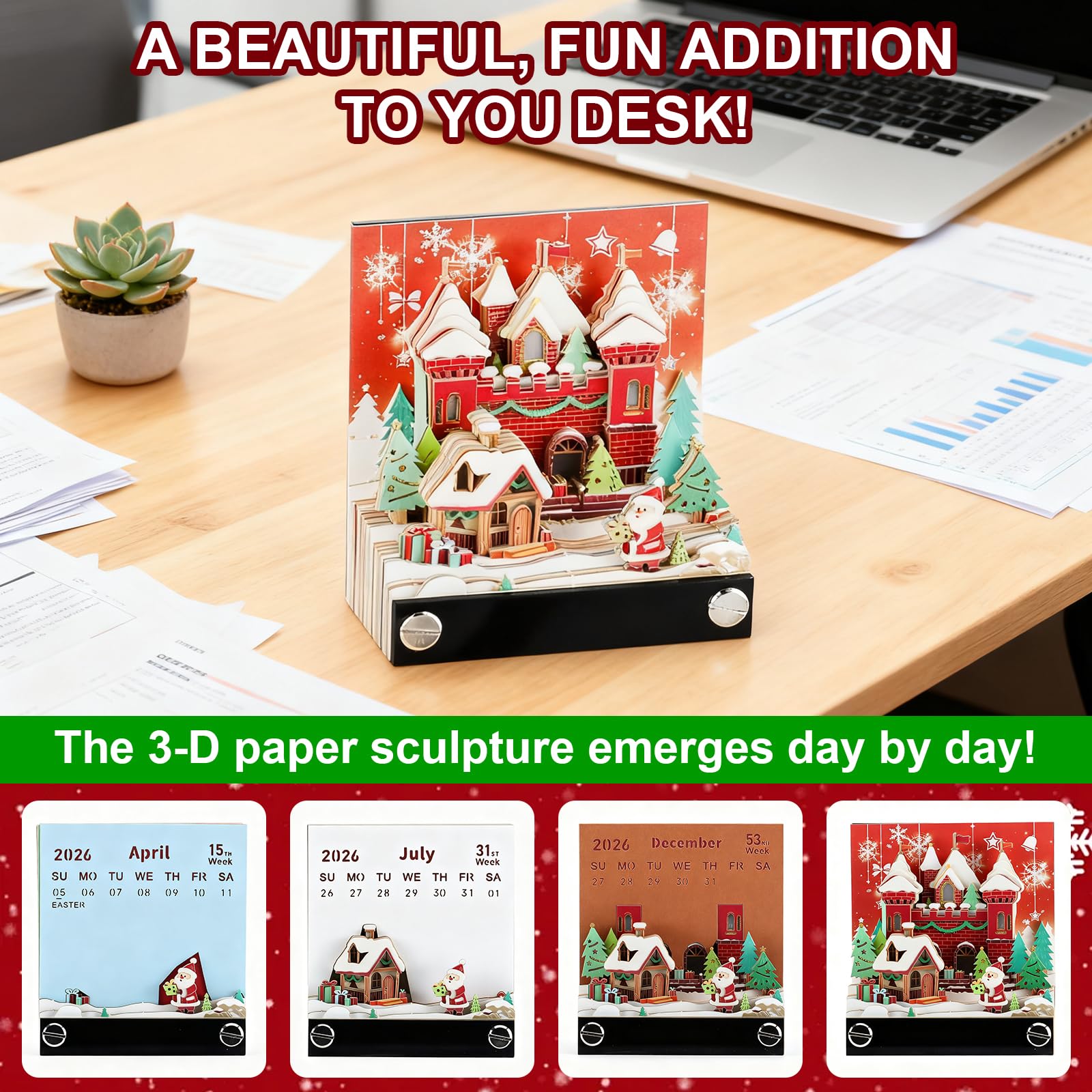 Calendrier 3D 2026 – Notes Autocollantes Tree House | Bloc