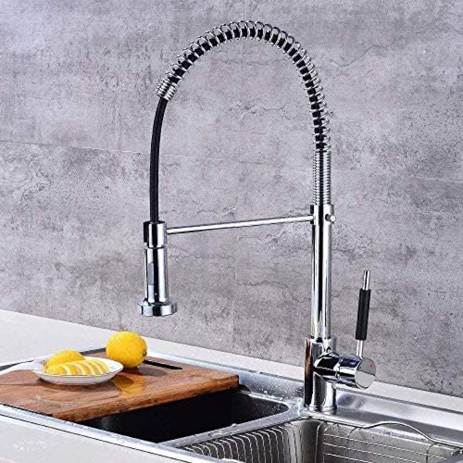 Rubinetto Contemporaneo Rubinetto monocomando a molla Rubinetto a testa rotante a scomparsa Irrigatore pre-risciacquo Rubinetto per lavello per impieghi gravosi Rubinetto alto in ottone commerciale
