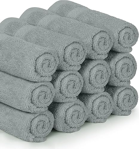 Miniatura 2 de Utopia Towels Juego de 12 toallas pequeñas (12 x 12pulgadas), 100% algodón hilado en anillo, altamente absorbentes y suaves al tacto, esenciales