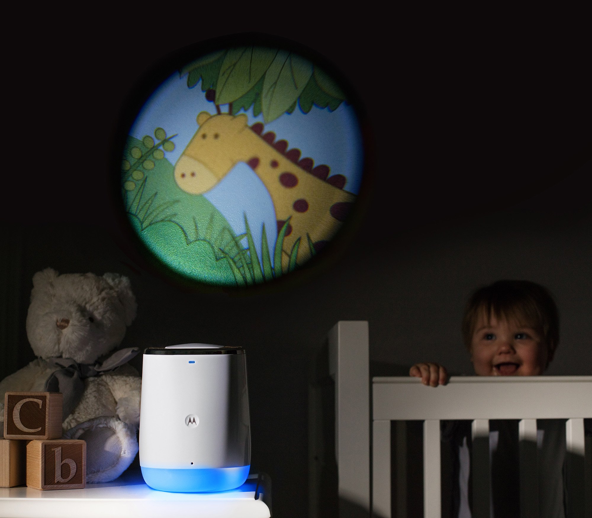 Motorola Baby Smart Nursery Dream Machine , Einschlafhilfe für Babys , Mit Schlafliedern und Nachtlicht in 6 Farben , Audio Überwachung