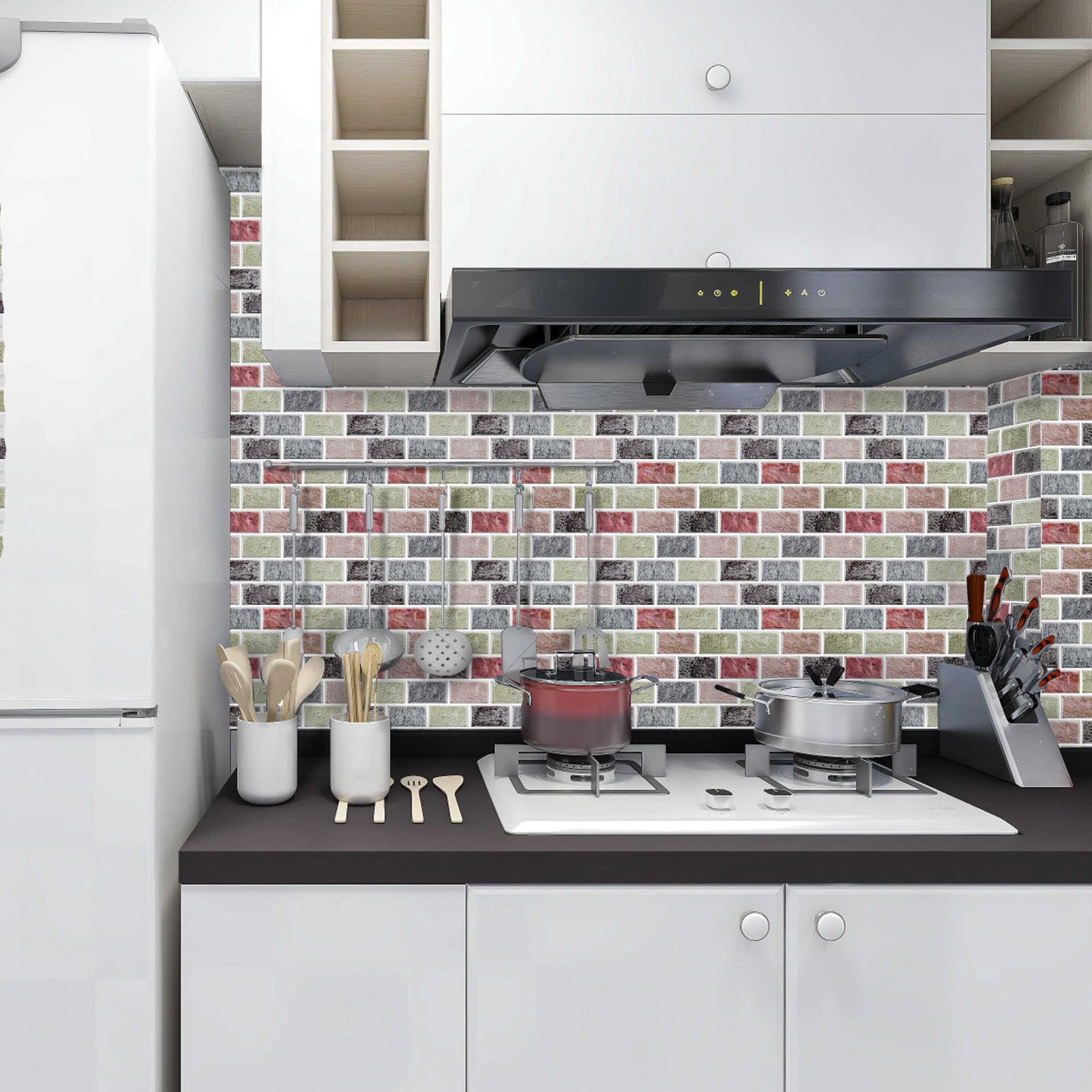 HENGMEI Adhesivos para azulejos Cocina Pegatinas 3D Autoadhesivas Película adhesiva para azulejos Adhesivo de pared para Baño Techos de cocina, 30 hojas, Tipo M