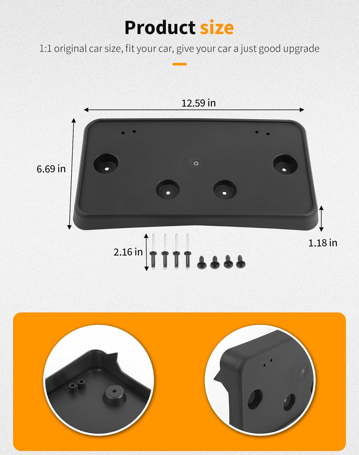 Front License Plate Frame Holder Bracket Compatible with Chevrolet Silverado 2019-2022 Car License Plate Mounting Exterior Accessories, Black