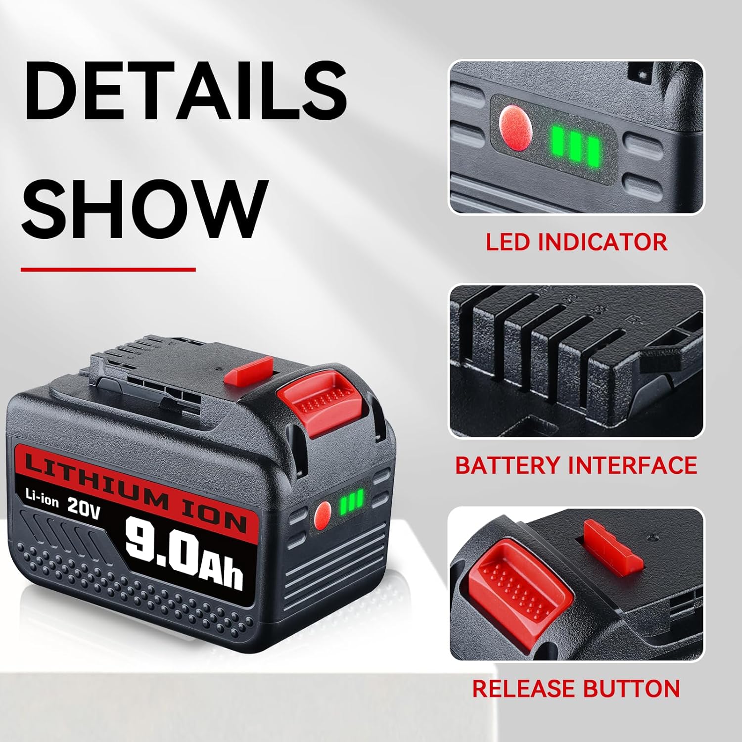 DCB200 9.0Ah Lithium Battery Replacement for Dewalt 20V Battery and DCB112 Charger Compatible with Dewalt Battery DCB201 DCB202 DCB203 DCD/DCF/DCG Cordless Power Tools