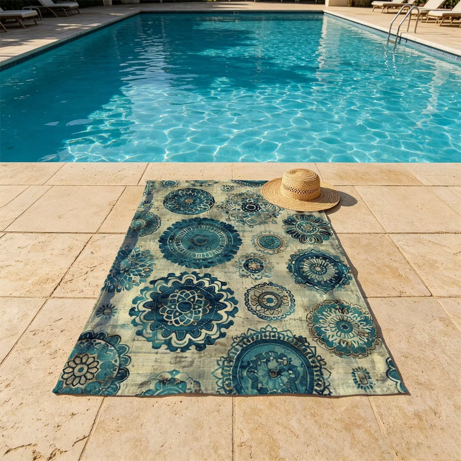 Redondo Toalla Playa 160x220 Resistente a la Arena Secado rápido Ligero, Toalla Playa Grande 220 x 160cm Suave Cómodo como Gym Yoga Sauna Toallas Baño Grandes Travel Essentials Sencillez XTLS-0521