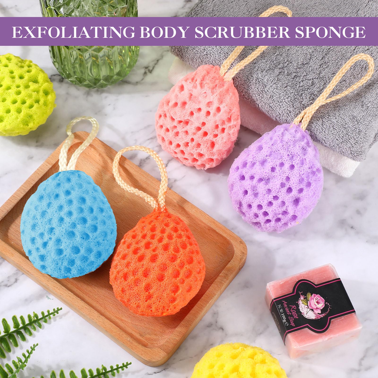 FoldTier Bath Sponge Body Loofah Deep Cleansing Shower Scrubber