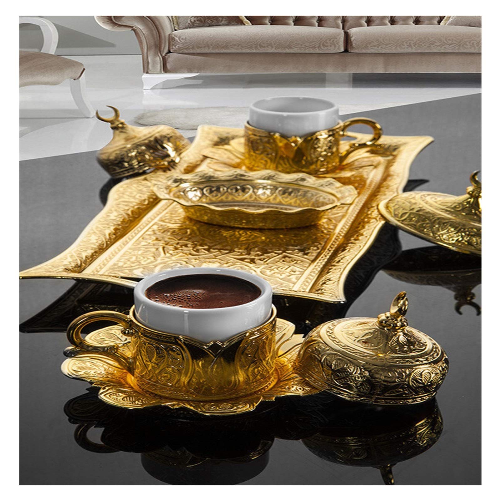 Set Tazzine caffè Set 2 - (9 Pezzi) di Rame o in grani tazzine Set (Color : Gold)