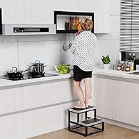 Vista 19 de Taburete de pie para adultos y niños, taburete resistente para armario, taburete de pie resistente para cocina, baño, dormitorio, soporta hasta 500