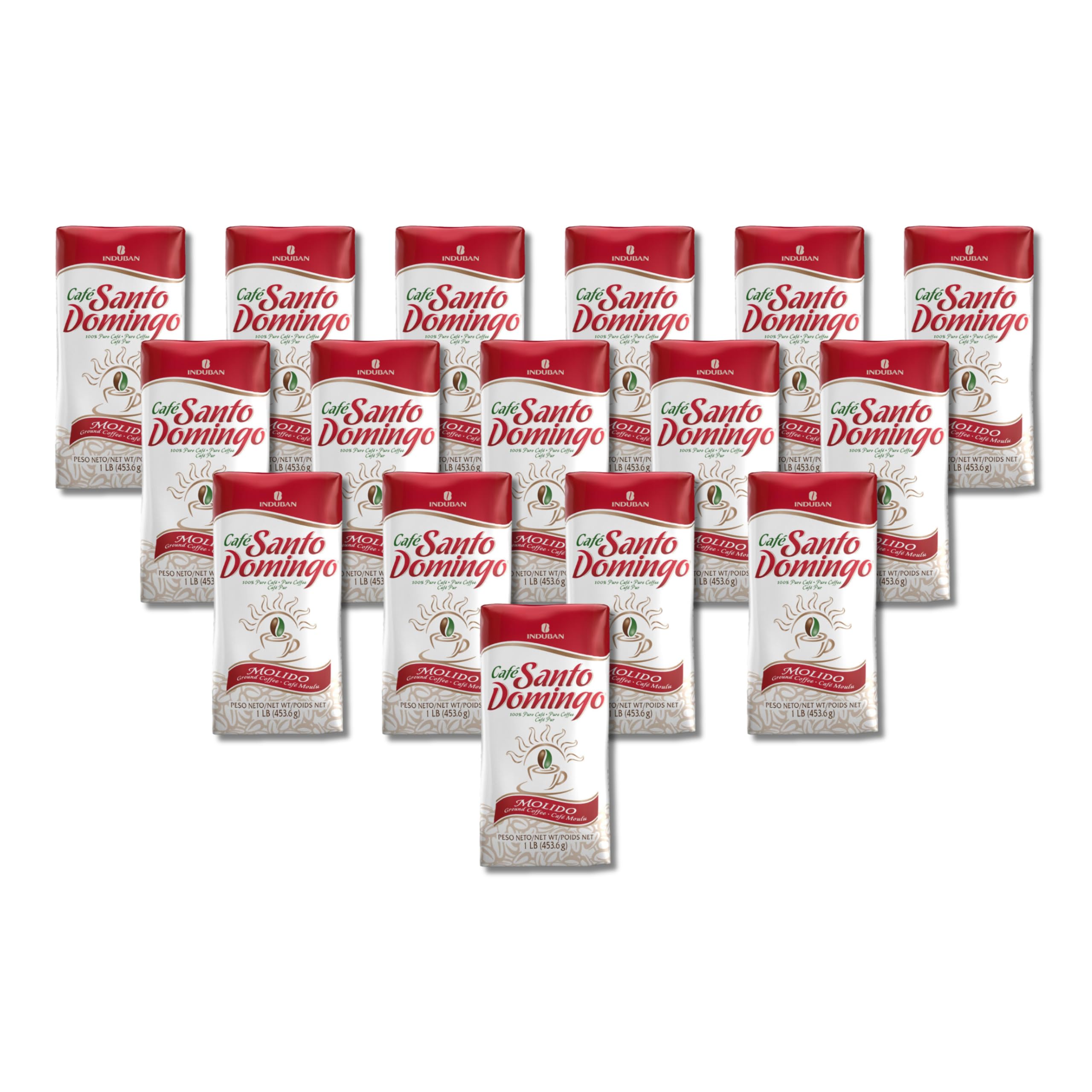 Café Molido 453.6g (1 LB) - Pack de 16 uds - Café Arábica 100% Puro de República Dominicana con Notas de Avellana, Caramelo y Vainilla - Ideal para Cafetera de Goteo, Moka y Prensa Francesa - nexu