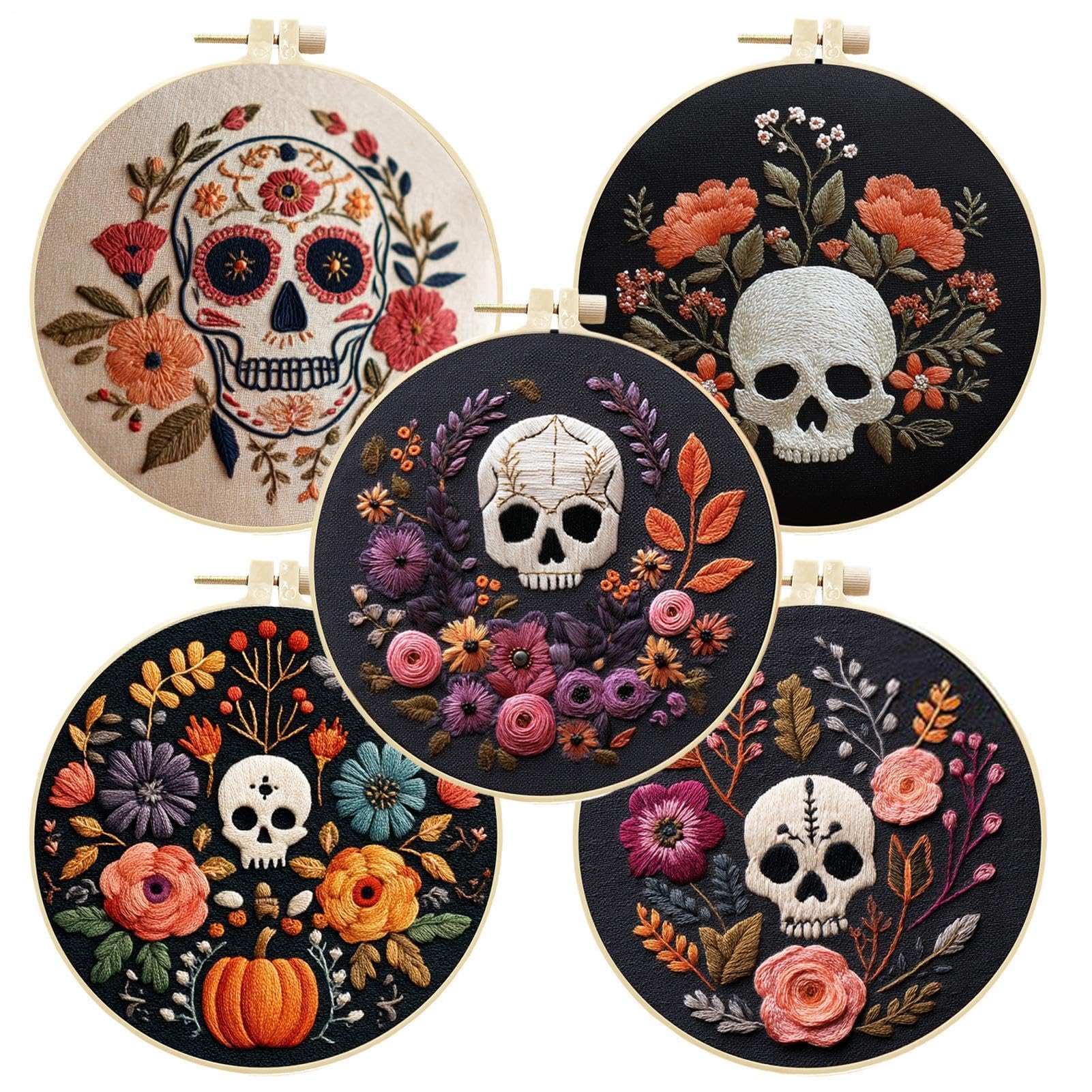 Kits De Bordado De Halloween Para Adultos Sets Completos de Manualidades de | Bordado Calavera Halloween para Principiantes Adultos para Adultos, , Mujeres, Madres, Esposas, Amantes y Ent