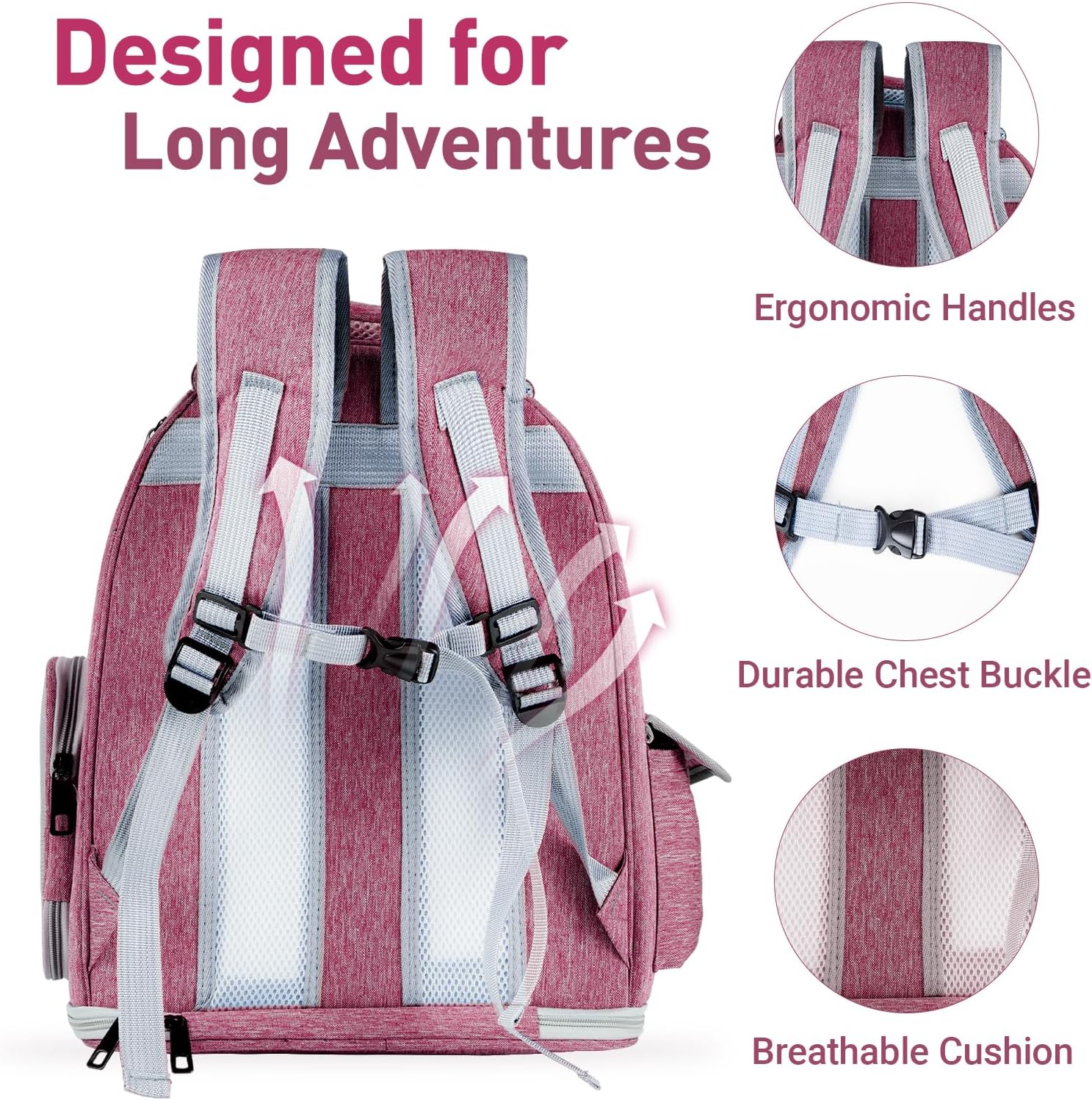 Pawstrip Cat Backpack Carrier with Large Space Bubble Window, Airline Approved Breathable Pet Carrier for Small Dogs Cats up to 15lbs, Foldable for Travel Hiking & Outdoor Use