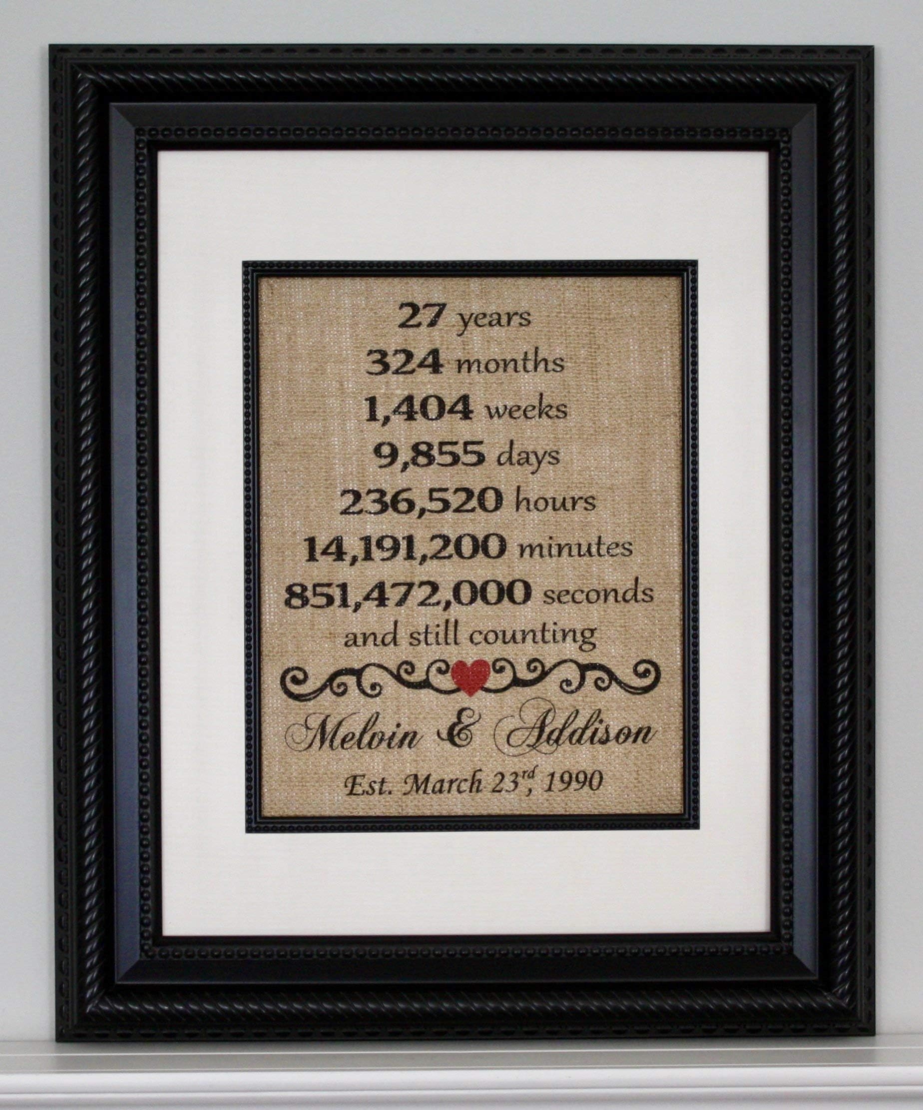 27th Anniversary Personalized on Burlap