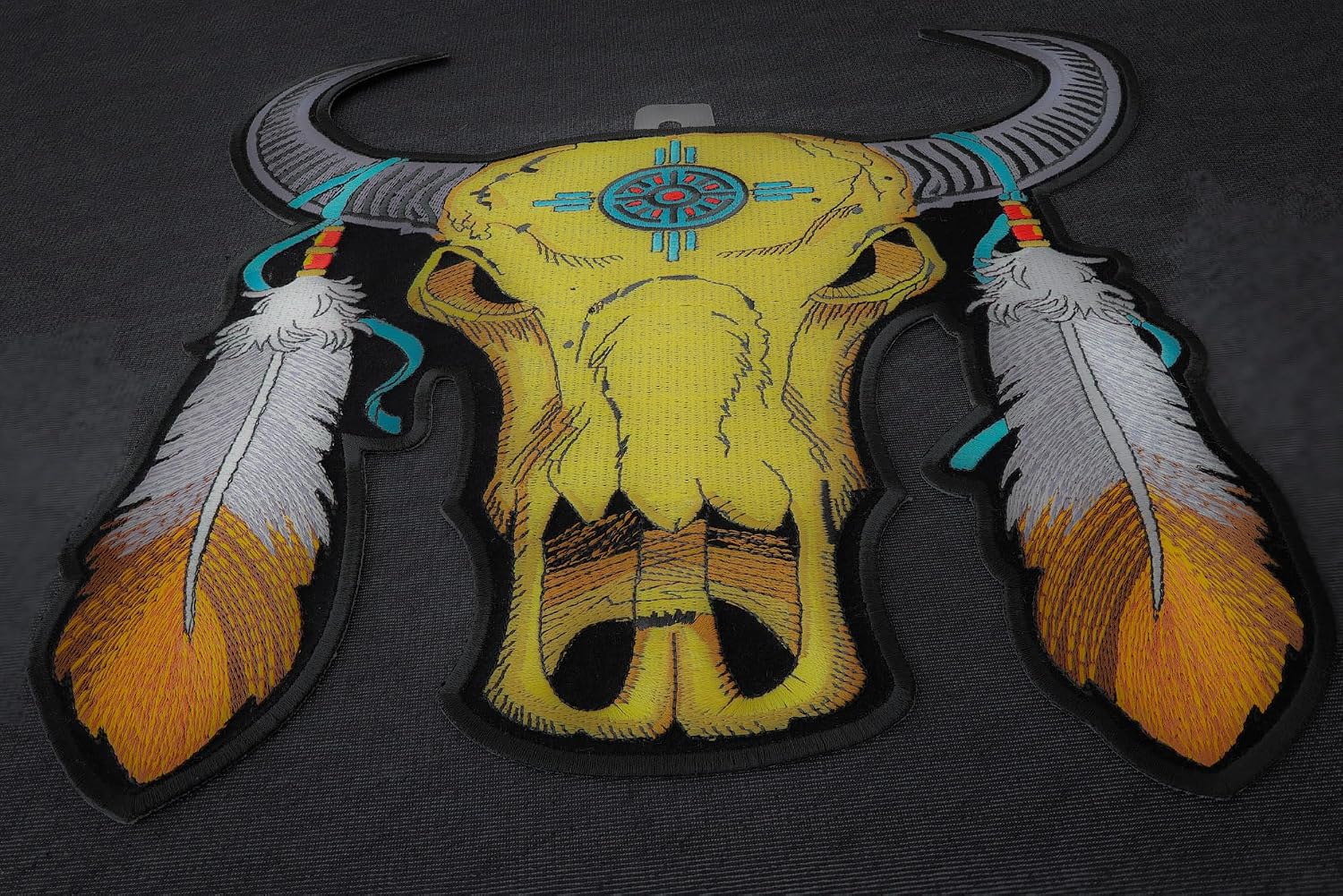 Buffalo and Feathers Patch, Large Animal Patches for Jackets (PL3277)