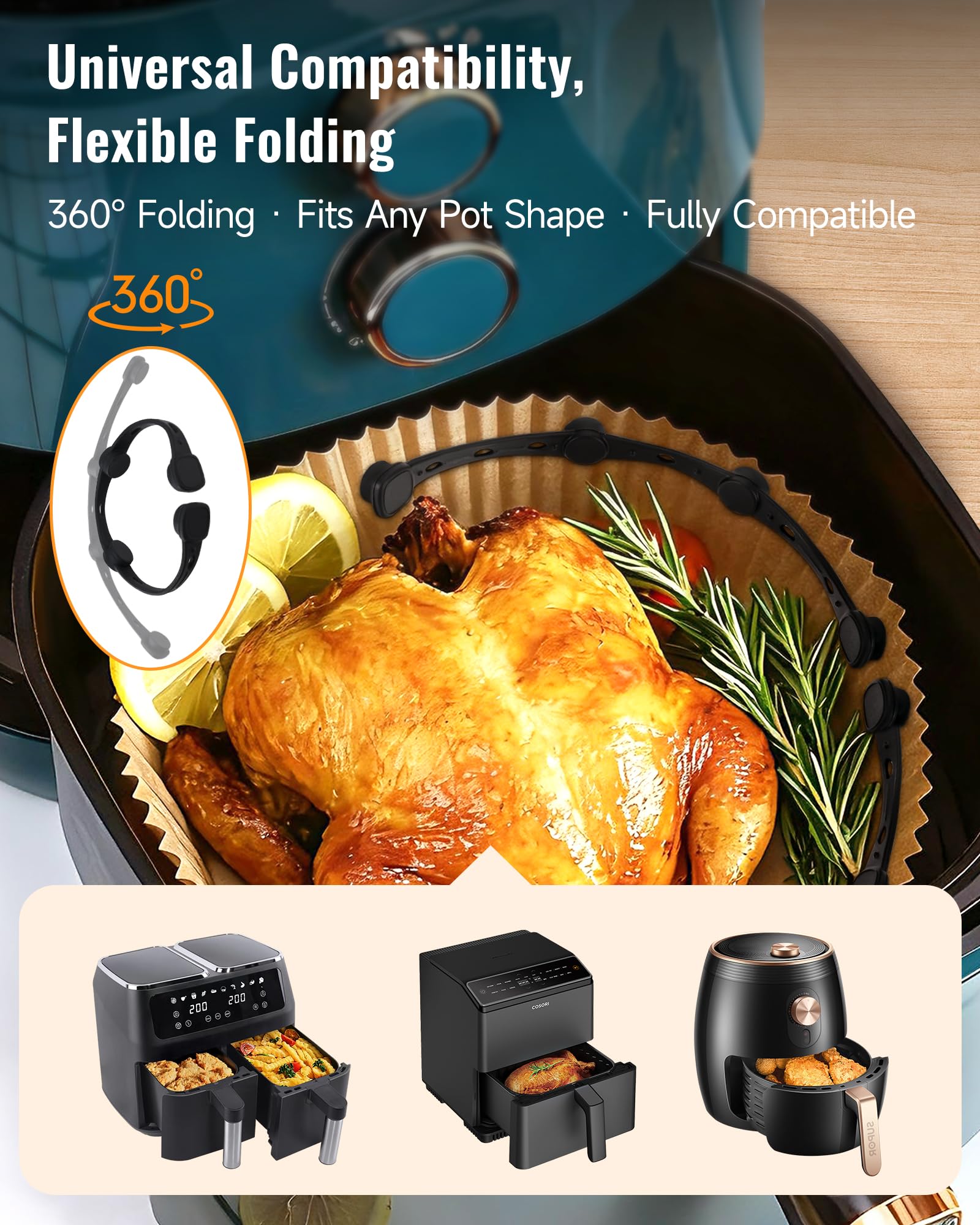 Imanes para Papel de Hornear Airfryer, Paquete de 4 Imanes de Silicona Evitan que el Papel para Hornear cubra los Alimentos, Accesorios para Freidora de Aire Caliente para Ninja, Philips, Cosori — view 5