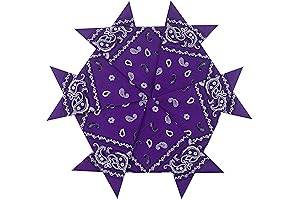 Bandanas 12 Pack | Purple Paisley Kerchiefs for Men and Women