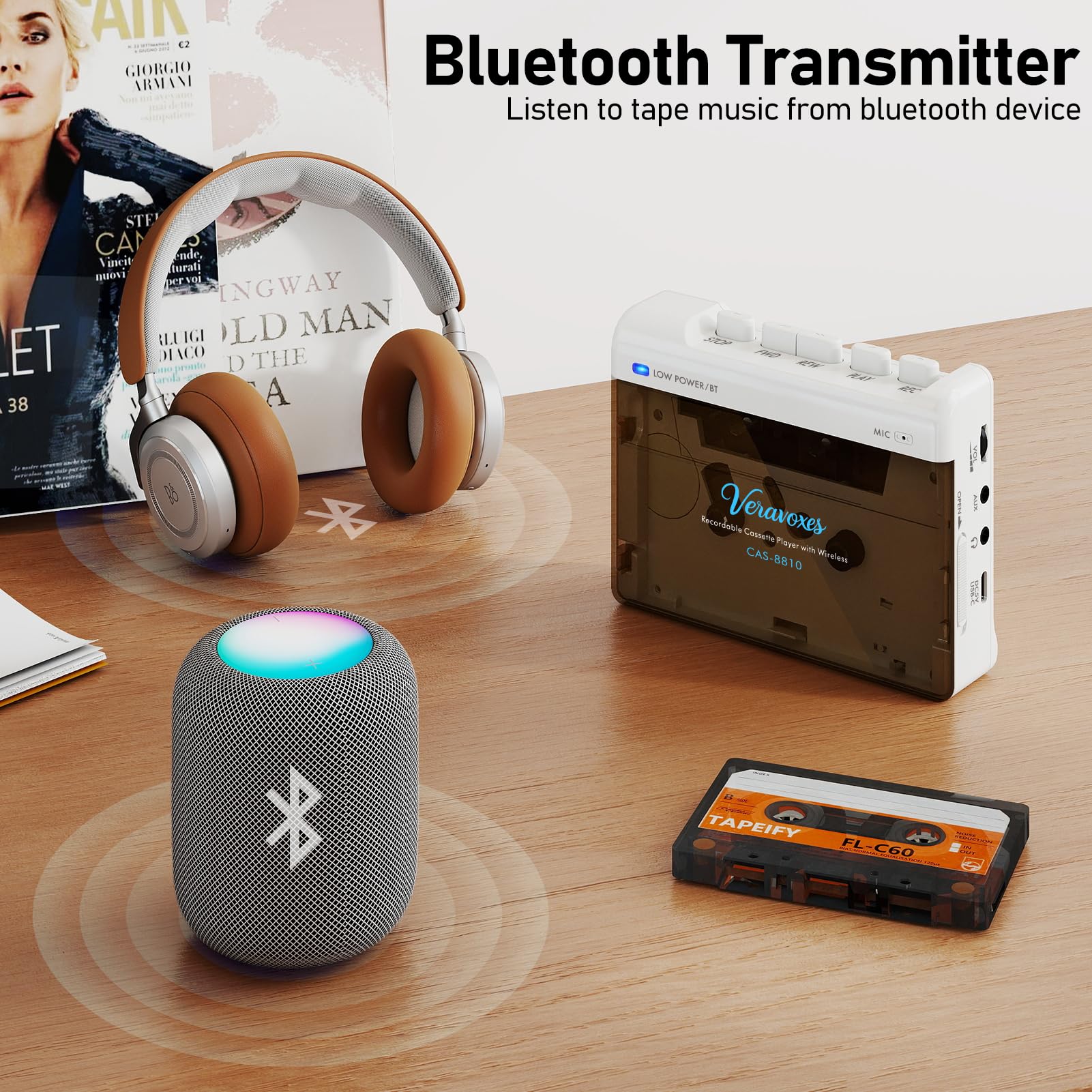Amazon.com: VERAVOXES Portable Bluetooth Cassette Tape Player