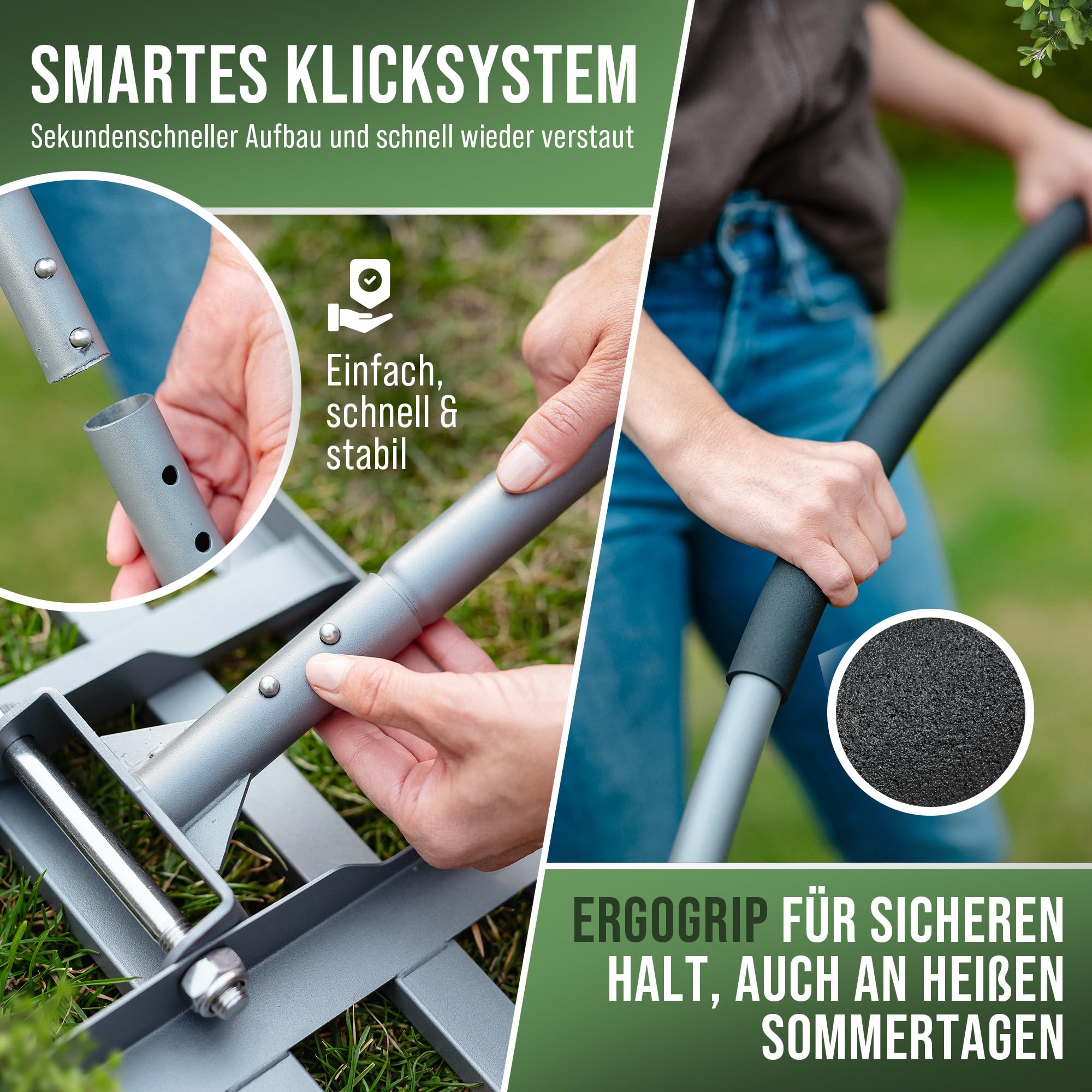 Rasenrakel mit Klicksystem 80x30cm Nivellierrechen für Rasenflächen