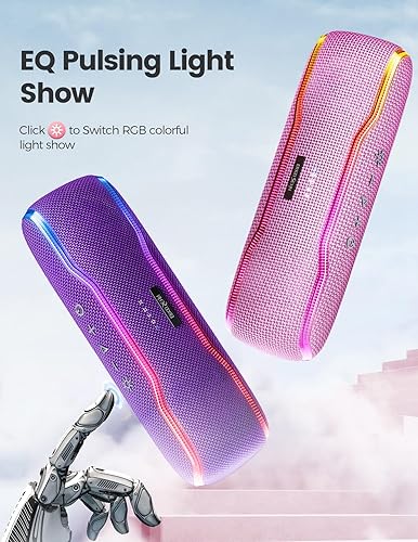 Miniatura 7 de ERKEI SEHN Altavoz Bluetooth, altavoces inalámbricos impermeables IPX7, luz intermitente, súper graves de 25 W, tiempo de reproducción de 24 horas,