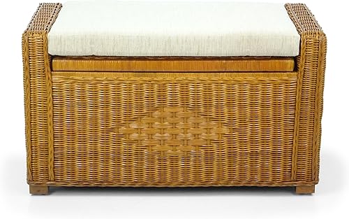 Miniatura 10 de Bruno - Organizador de mimbre hecho a mano con cojín de mimbre de 32 pulgadas, color marrón oscuro Marrón oscuro,Colonial,Natural,Blanco
