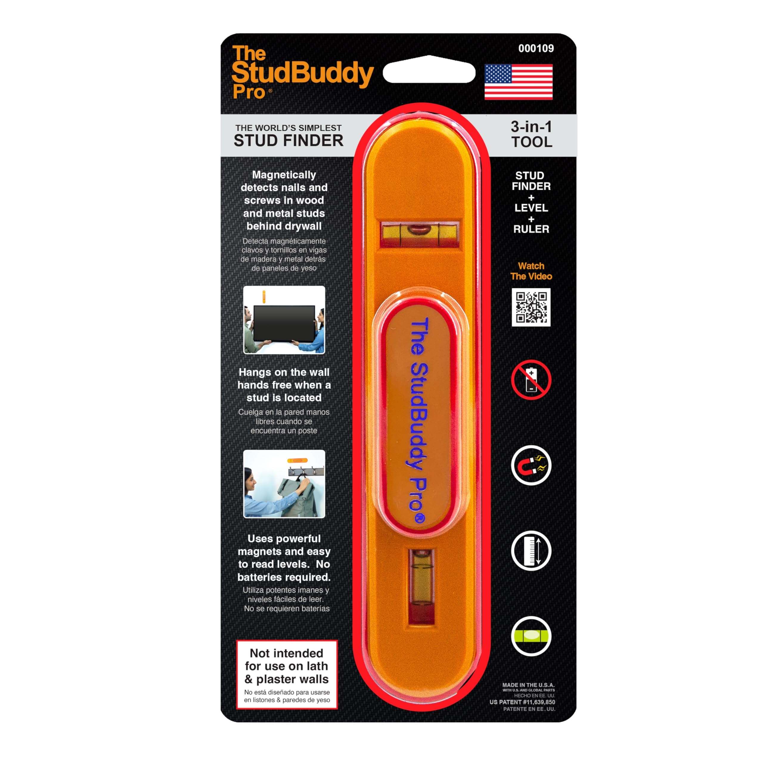 The StudBuddy Plus Détecteur de clous magnétique et niveau