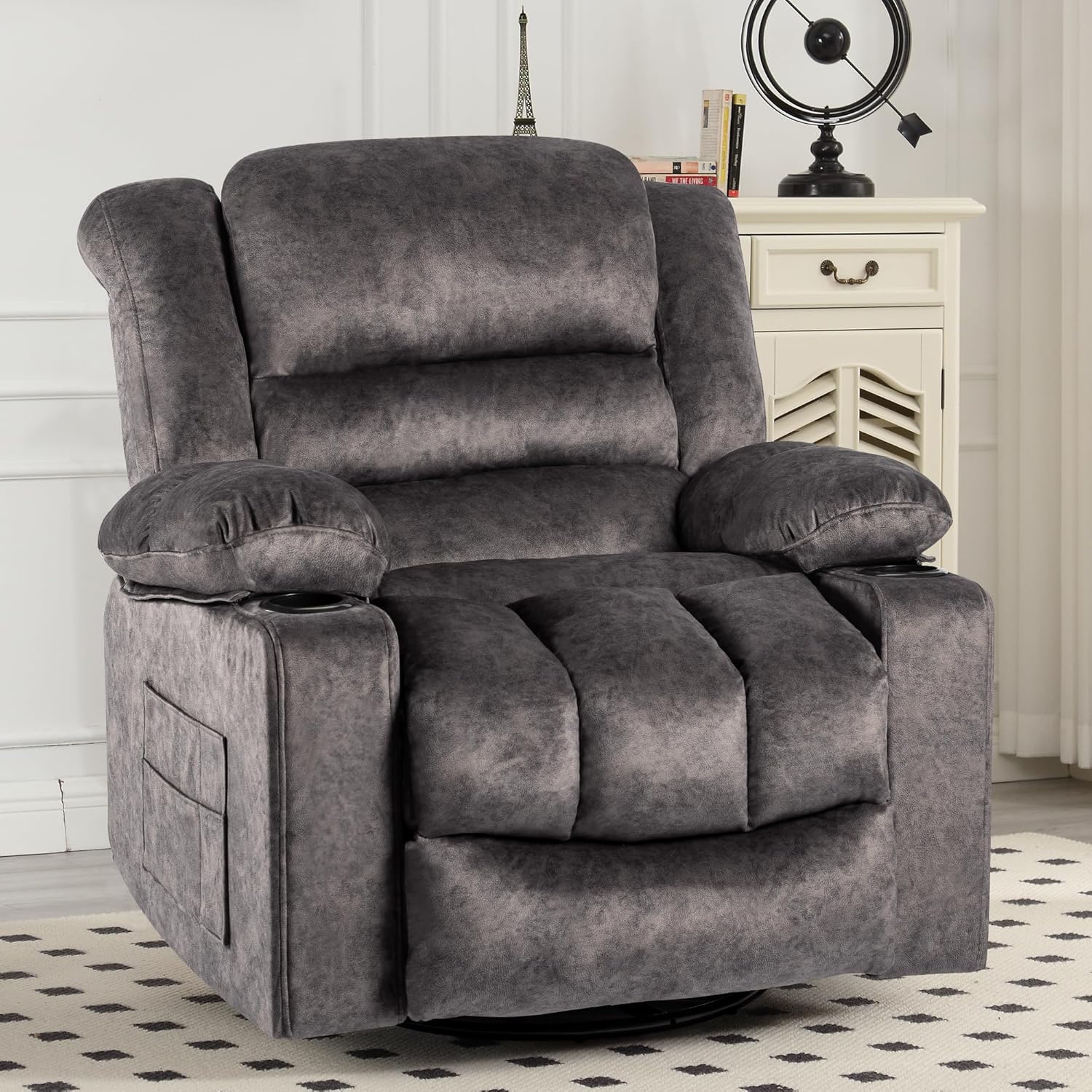 Recliner Chair Rocker Modern Ergonomic Lounge 360 Degree Swivel Single Sofa Seat Living Room Lounge Recliners (360 Swivel