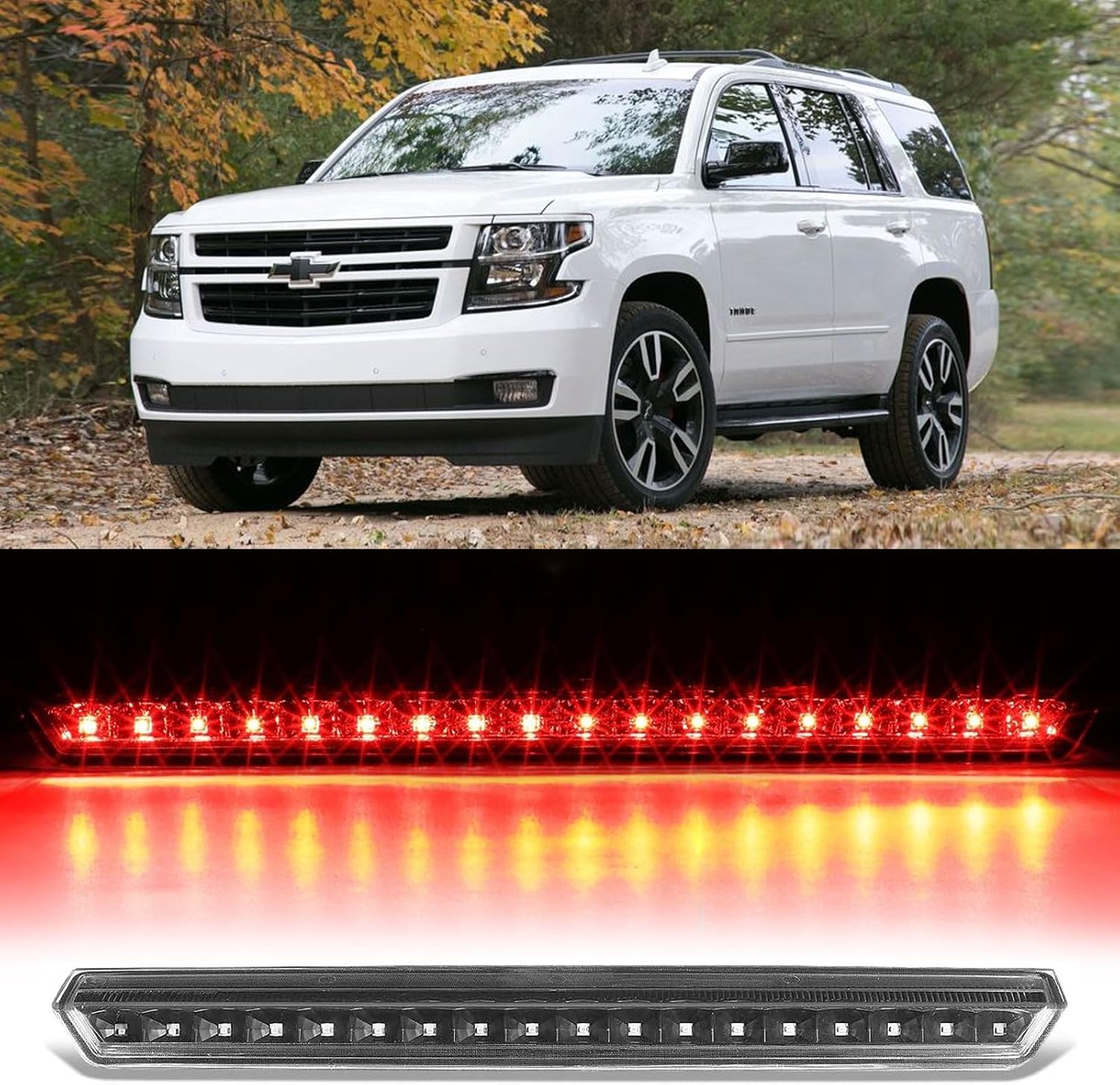 Third 3rd Brake Light LED for 2015-2020 Chevy Tahoe/Suburban, High Mount Rear Brake Lights Assembly for 2016-2019 Suburban 3500HD, Waterproof Center Cab Lamp Stop Light 2015-2020 tahoe