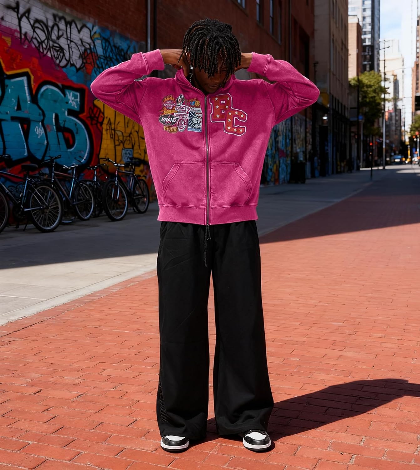 Men's Zip Up Hoodie, Vintage Graphic Long Sleeve Sweatshirt with Pockets Oversized Wash Old Jackets Unisex - Image 7