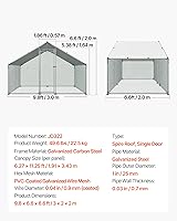 Vista 7 de VEVOR Gallinero grande de metal con corral, corral para pollos para patio con cubierta impermeable, 6.5 x 9.8 x 6.5 pies, gallinero grande con techo