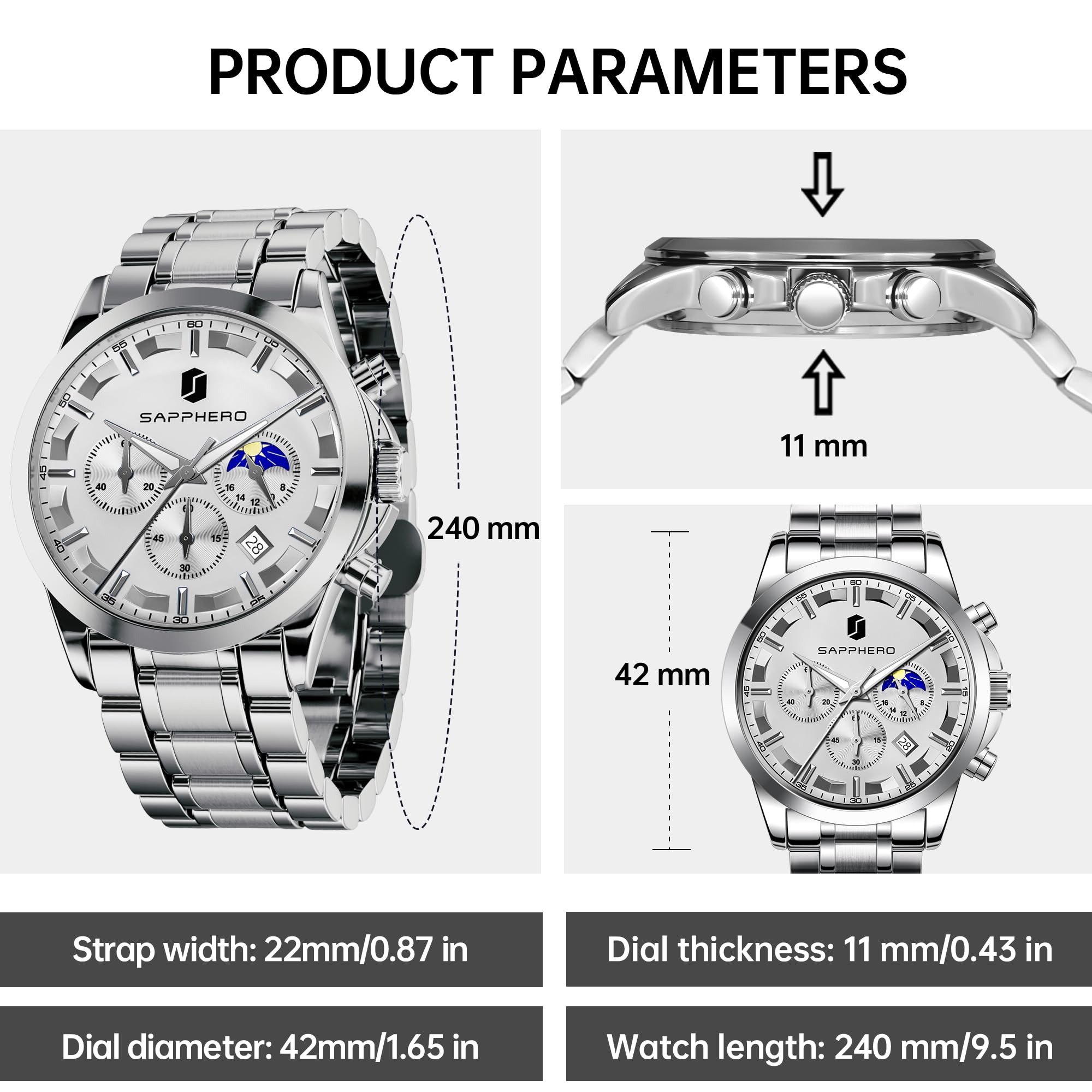 BY BENYAR Mens Watches Analog Quartz Chronograph Waterproof Wrist Watches for Men Fashion Business Work Casual Sport Designer Dress Watch with Calendar Elegant Gifts for Men