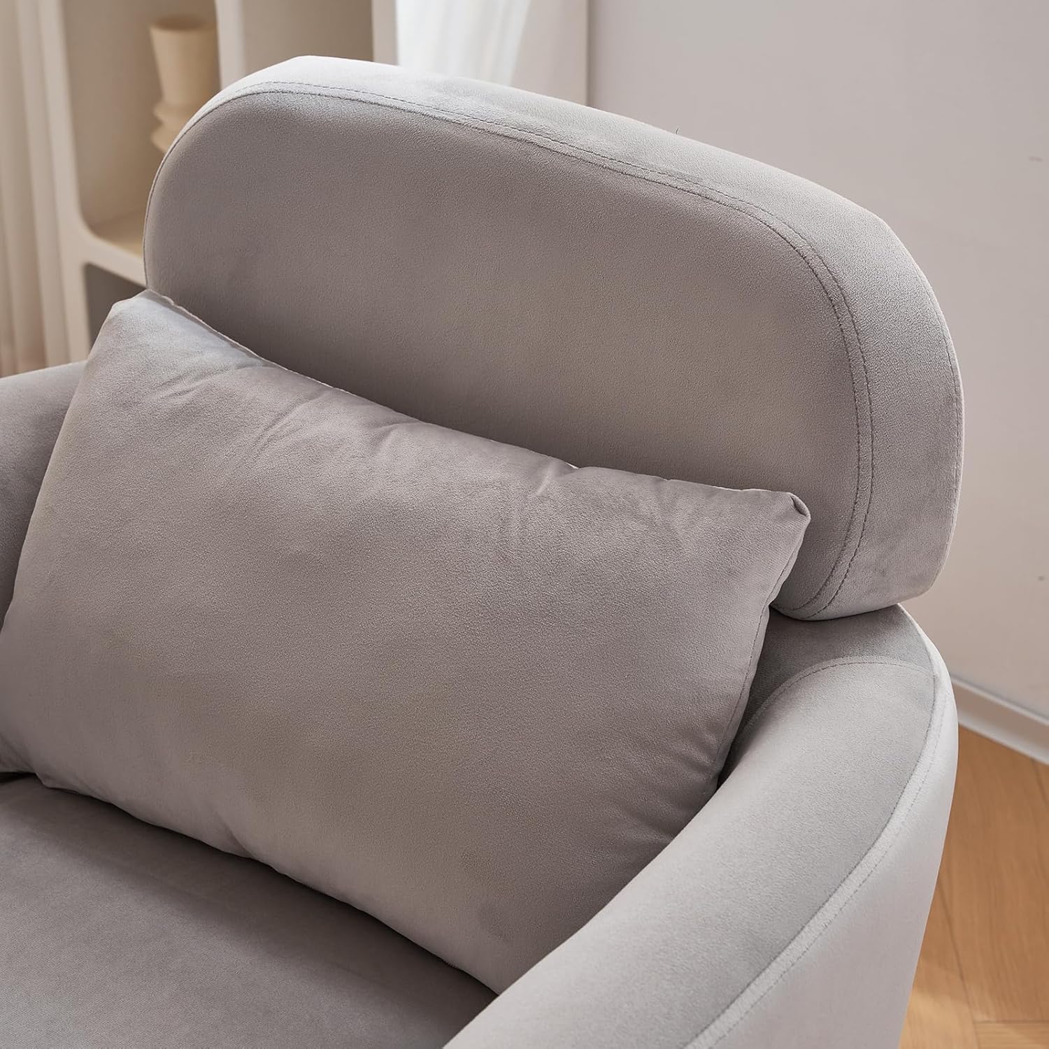 Accent Chair with Ottoman, Upholstered Arm Chair Living Room Chairs with Footrest and Armrest, Comfy Lounge Recliner Reading Armchair for Bedroom, Small Spaces, Waiting Room, Light Grey