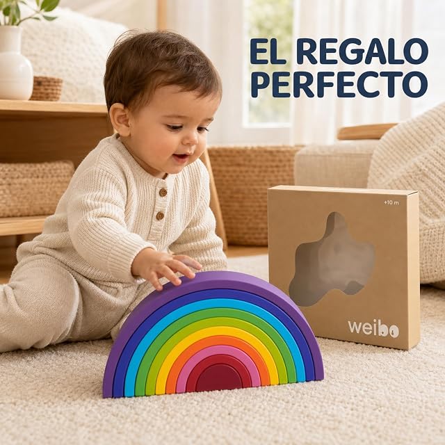 Foto 8 de 8 de Weibo - Arcoíris de Silicona Alimentaria - Juguete Sensorial Montessori