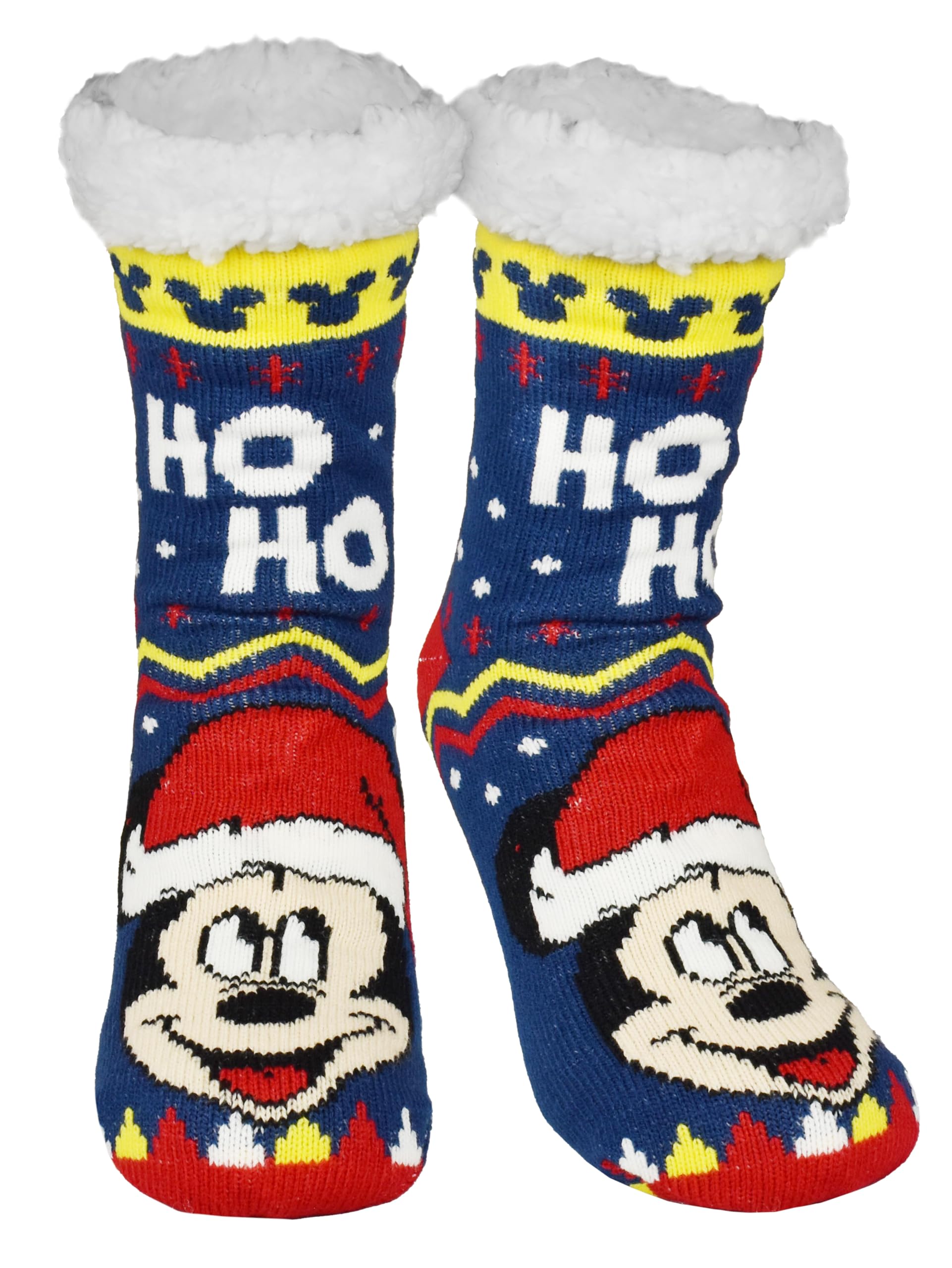 United Labels Disney Mickey Mouse Ladies Blue Fluffy Stopper Socks Winter Warm Socks Cabin Socks, blue / red, 35-38
