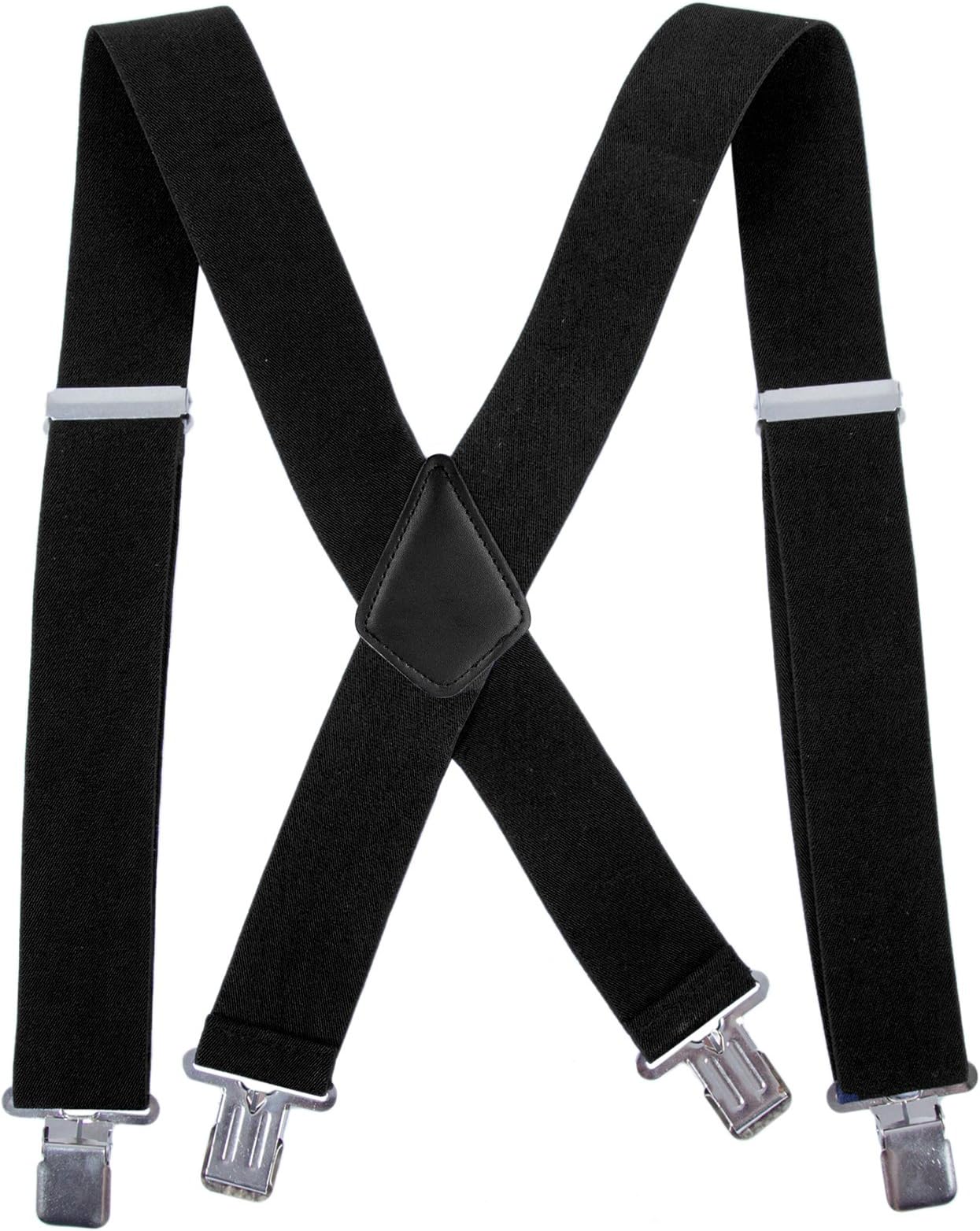 Men Utility Suspenders Adjustable Elastic - Heavy Duty 2 Inches Wide X Shape Strong Clip Casual Suspender