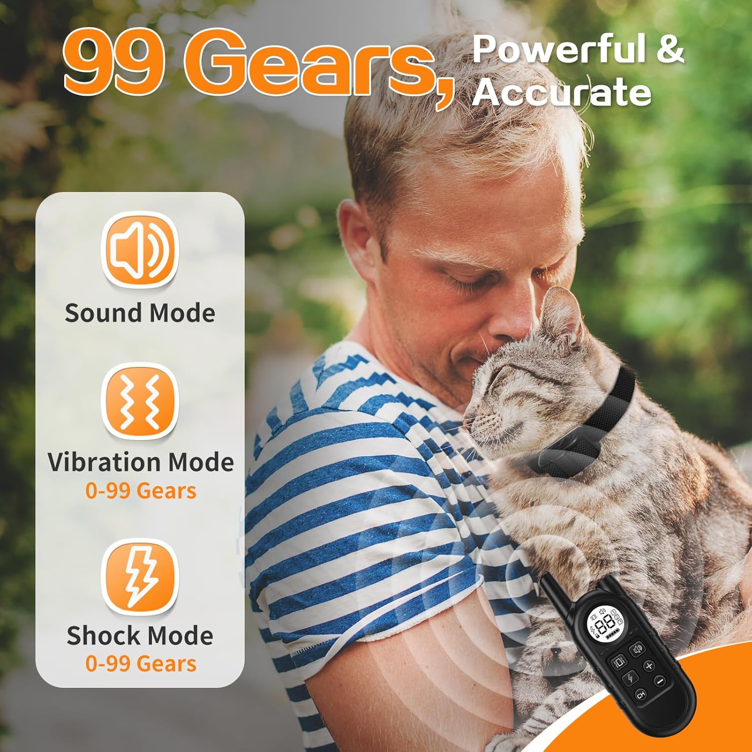 Smallest Cat Shock Collar, Ultra-Light Cat Training Collar with Remote for Cats 5–15lbs & Small Dogs, Waterproof, Rechargeable, 1300ft Range (Black)