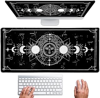 Gaming Mouse Pad 35.4x15.7 in, Extended Large Mouse Pad, Sosolong Moon Phase designXXL Big Computer Keyboard Mouse Mat Laptop Desk Pad with Non-Slip Base and Stitched Edge for Home Office Gaming Work