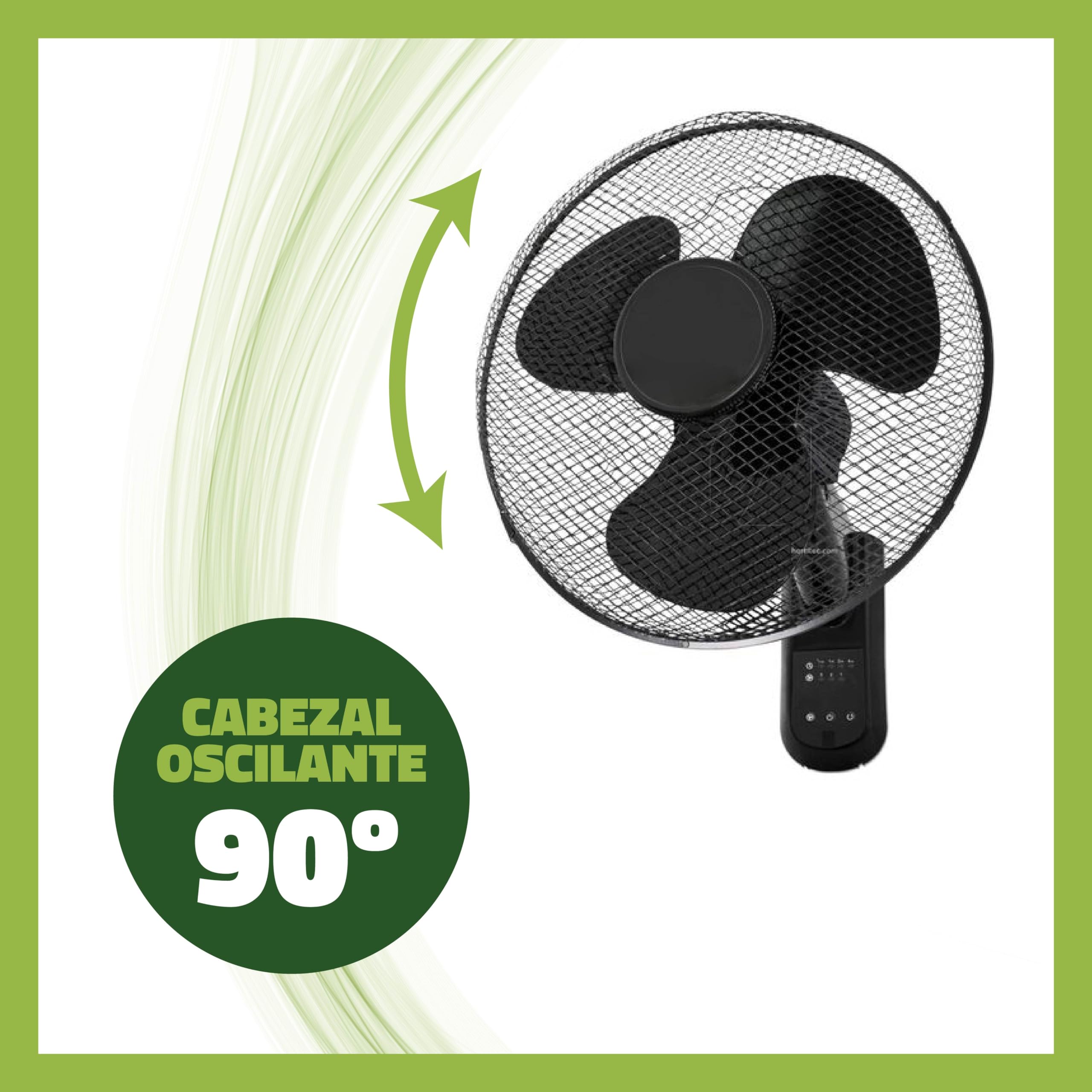 GROWMANIA Ventilateur mural avec télécommande 45 W | Ventilateur puissant et silencieux | 3 vitesses et minuterie | tête oscillante à 90°