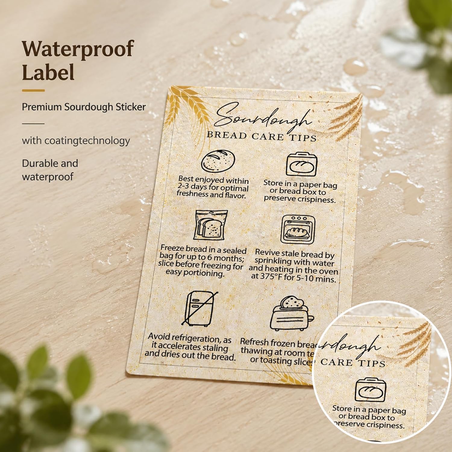 100 Pcs Sourdough Stickers 3.5x2.1 Sourdough Care Instructions Stickers image 4