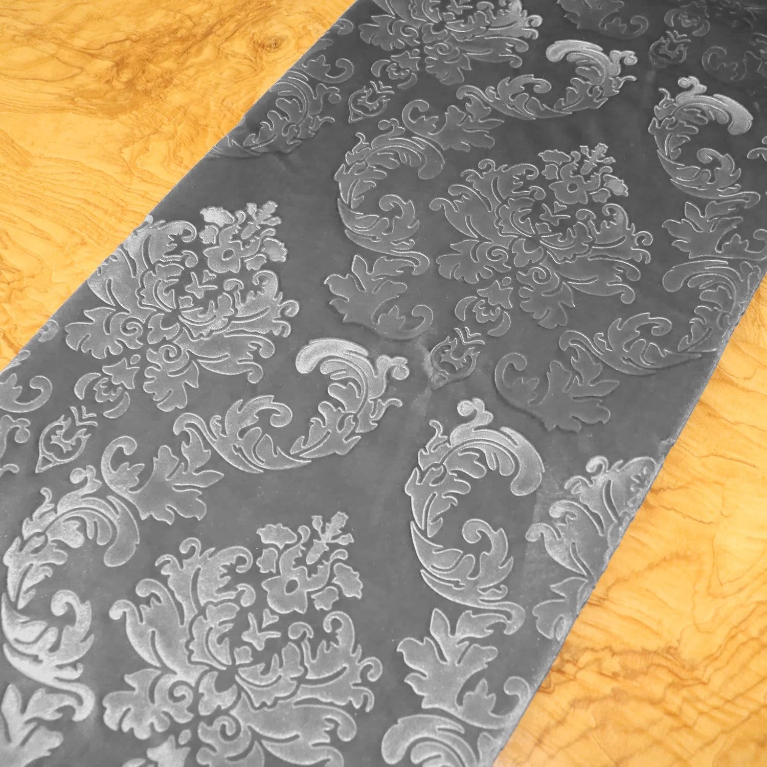 lovemyfabric Velvet Embossed Damask Table Runner for Wedding/Bridal Shower, Birthdays/Baby Shower Picnic, Party & Special Events, Christmas (12"x72", Navy)