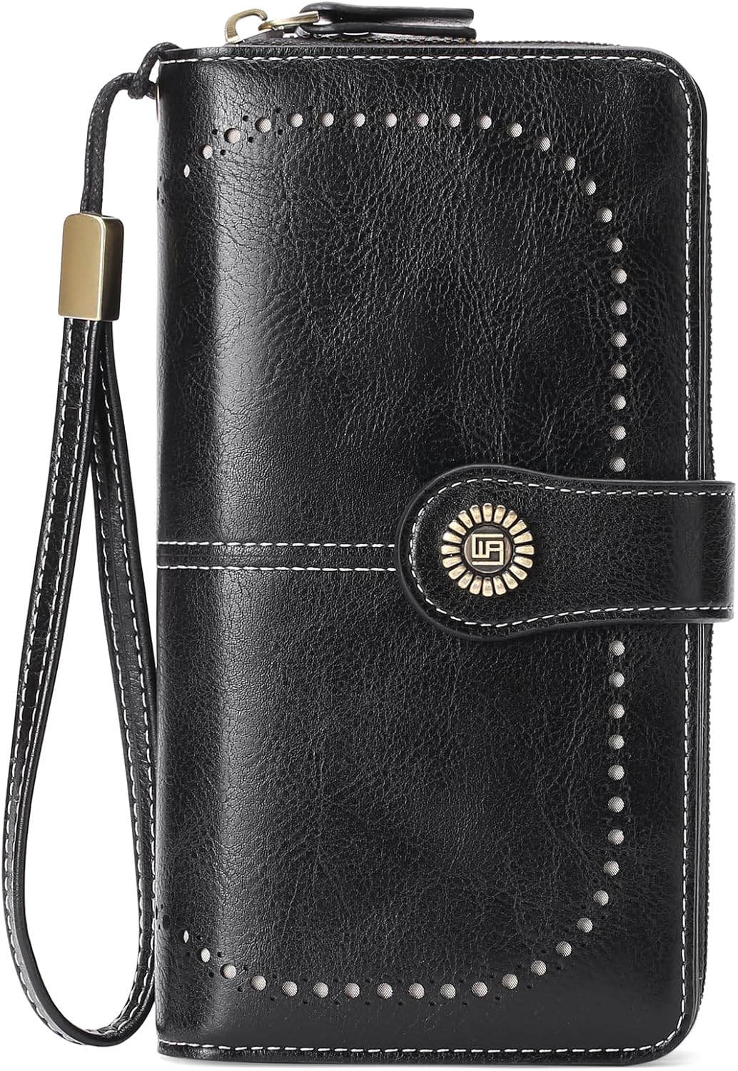 Womens Wallet Leather Billfold RFID Blocking Credit Card Holder Wristlet Wallets for Women Ladies Purses with Zipper Coin Pocket