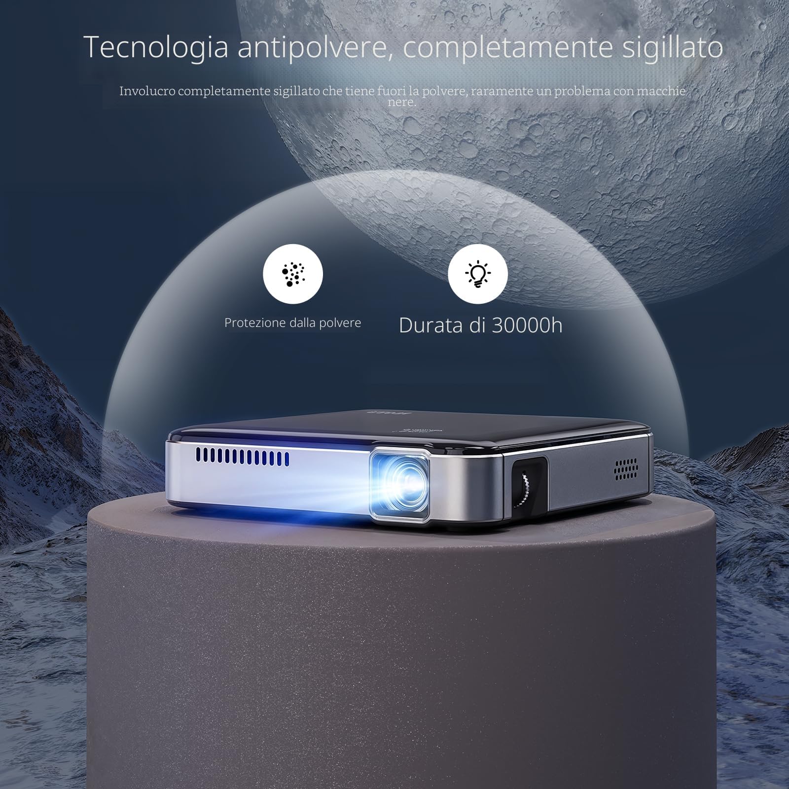 Yoton Mini Proiettore Portatile Y200 DLP, Videoproiettore con Batteria 3400mAh, Proiettore Silenzioso per Home Cinema/Campeggio, HDMI Compatibile PS5/Switch, Treppiede Incluso 2 Anni Garanzia
