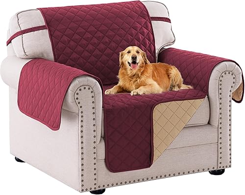 Miniatura 28 de PrinceDeco Funda de sofá reversible lavable para sofá de 2 plazas, protector de muebles con correas elásticas para mascotas, niños, perros y gatos