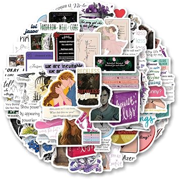 76pcs Powerless Stickers Pack, Aesthetic Vinyl Waterproof Sticker Decals for Water Bottle,Laptop,Phone,Skateboard,Scrapbooking,Bumper for Party Supply Decor Favor...
