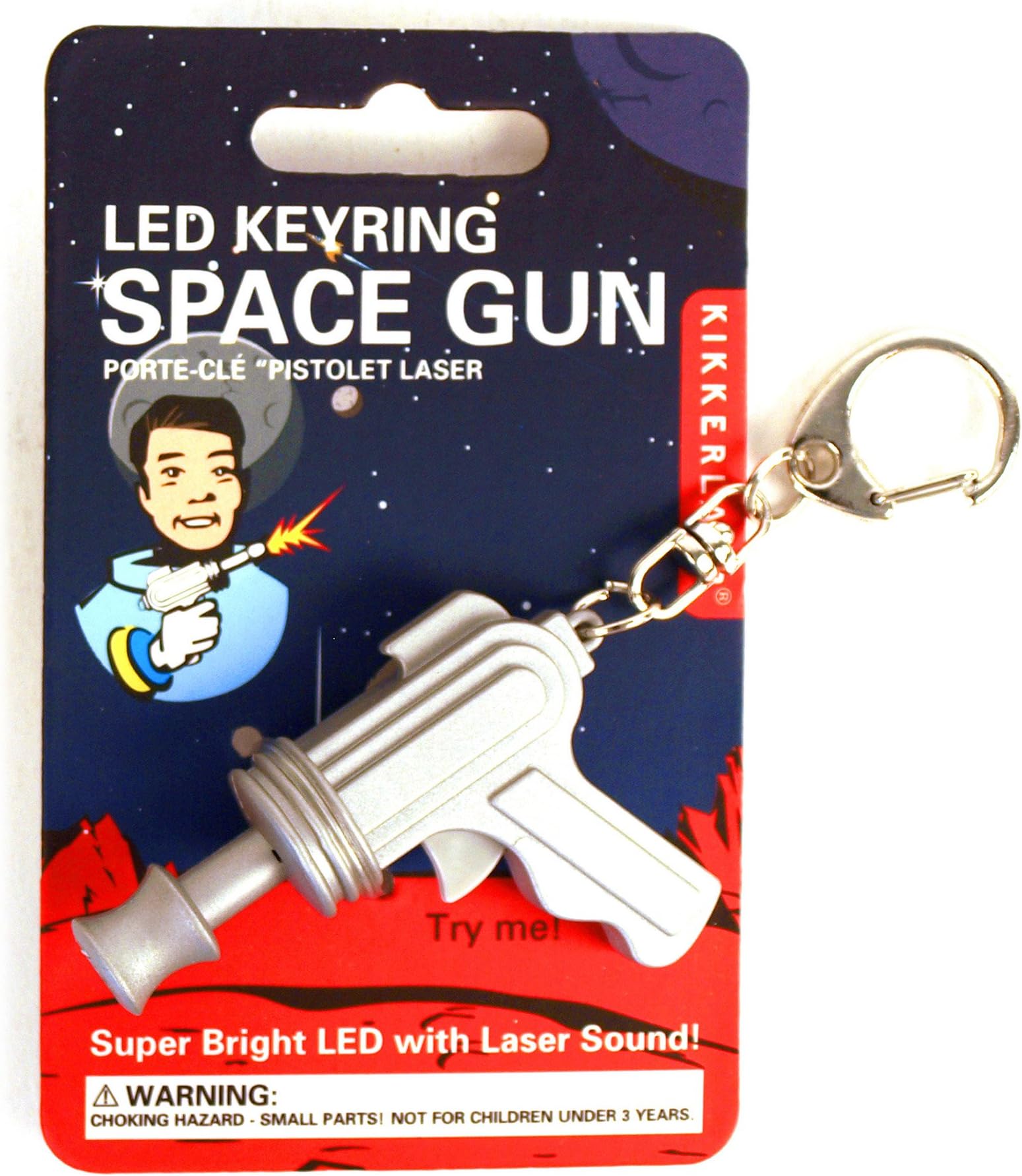Space Gun Keyring - Led Light And Sound.