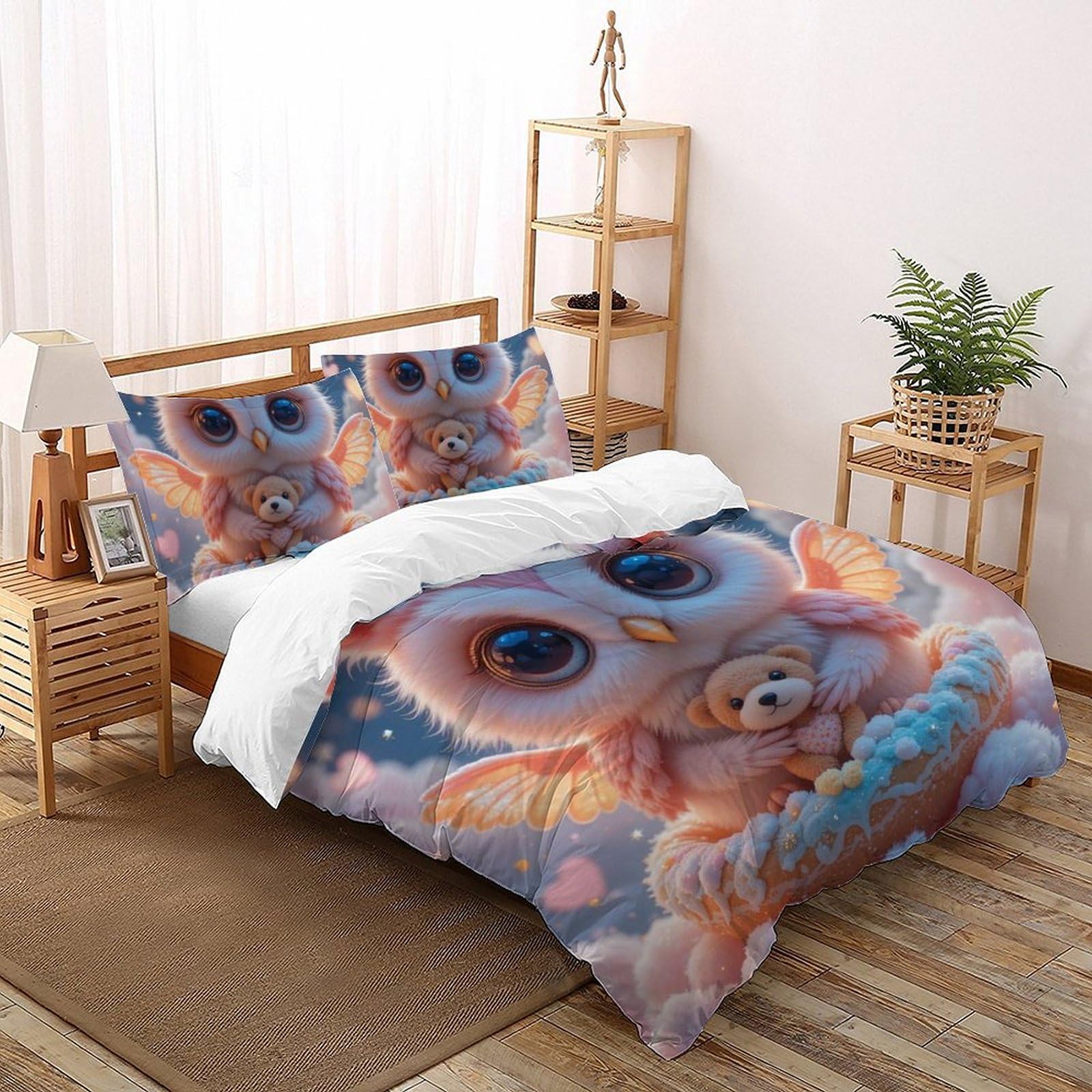 Housse de couette hibou dessin animé 200x200 cadeau idéal anniversaire