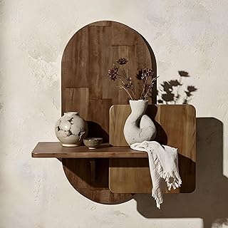 Behomes Claudia Solid Wood Floating Nightstand, Rustic Wall Mounted Bedside Table, Mid Century Modern Floating Shelf for Bedroom, Side End Table for Living Room, Space Saving Night Stand, Walnut