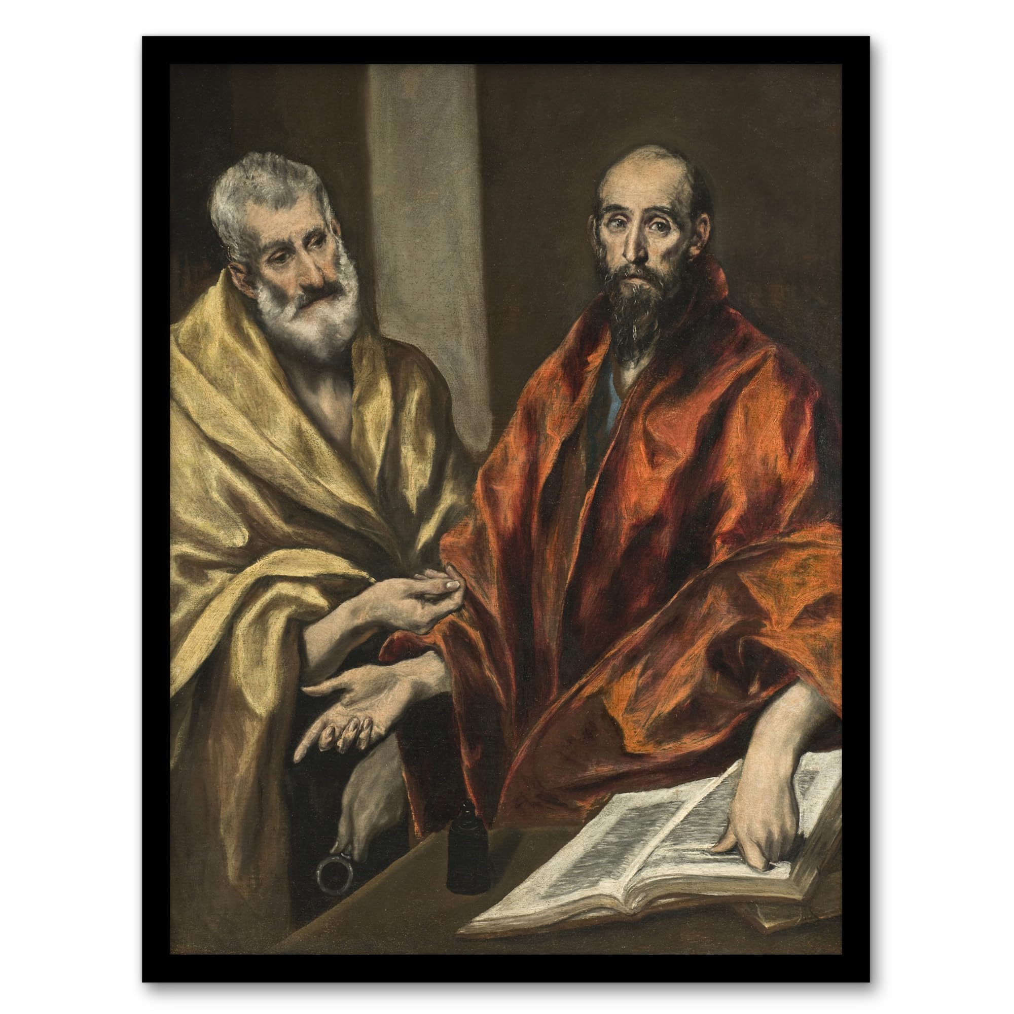 Artery8 Framed 12X16" Portrait Of Saint Peter And Saint Paul By El Greco Art Print Framed Poster Wall Decor 12X16 Inch : Dual Saint Portrait Expressing Unity And Purpose Suited To Formal Gallery Or Living Room