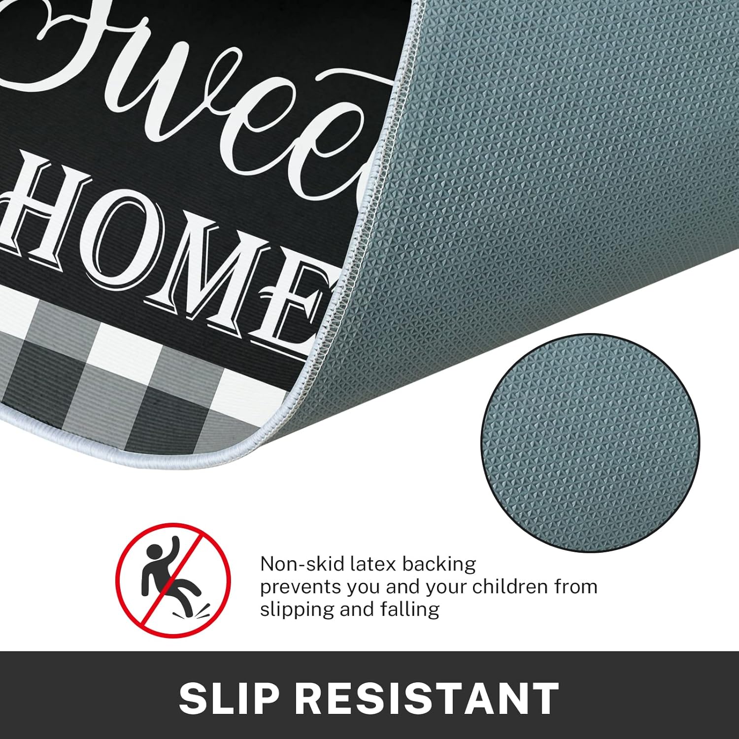 ArtSocket Kitchen Rugs and Mats Non Skid Washable Set of 2, Black White Buffalo Plaid Runner Rug, Farmhouse Quotes Home Kitchen Floor Mat Under Sink Mat Throw Rug for Doormat