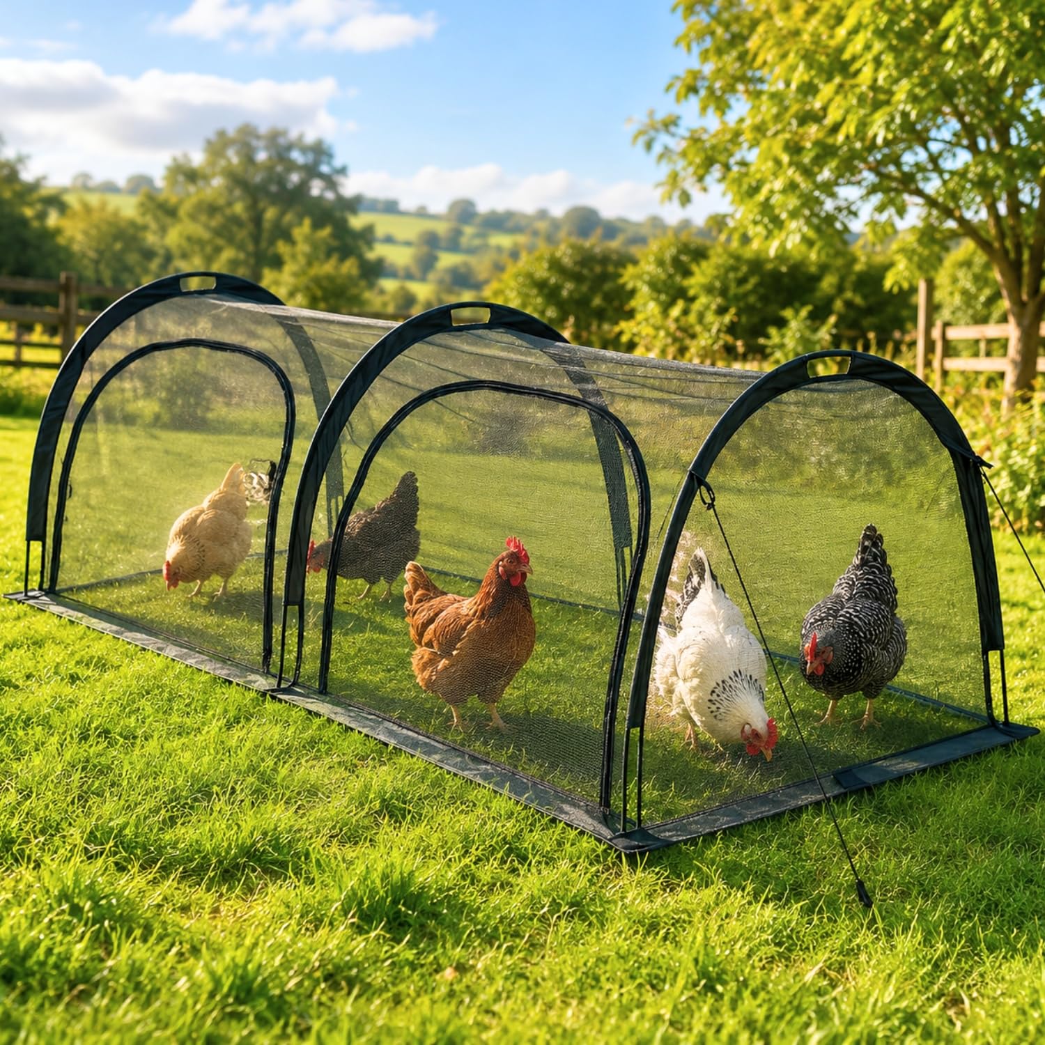 GardenSkill Poulailler Cage a Lapin Exterieur 200x100cm | Tunnel Maison pour Cochon d'Inde Poule | Enclos de Jardin pour Petits Animaux de Compagnie | Abri avec Filet de Protection | 2 Portes Zippées